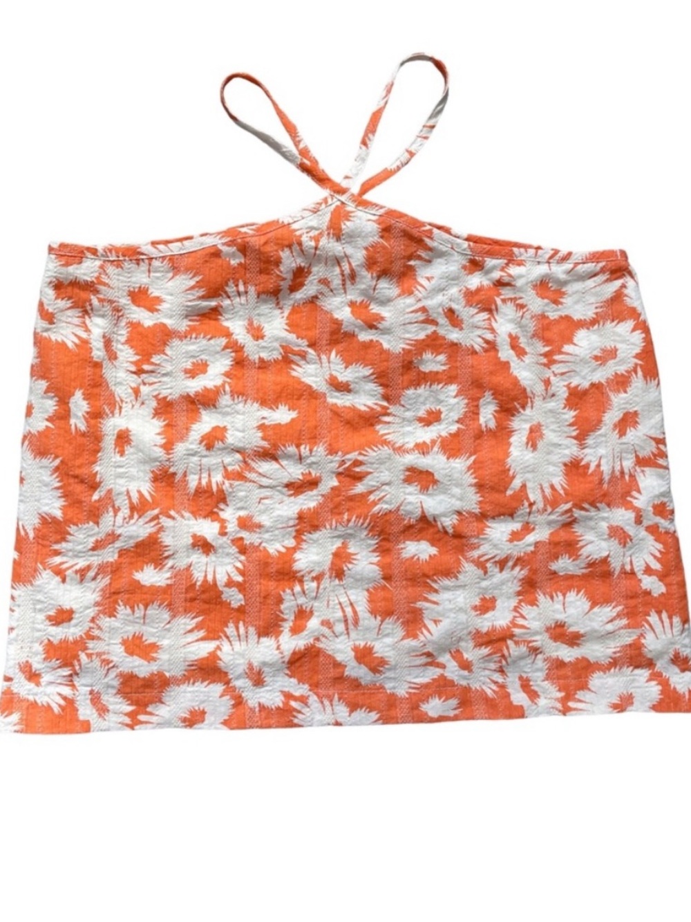 NWT Olivaceous Orange & White Halter Floral Crop Top